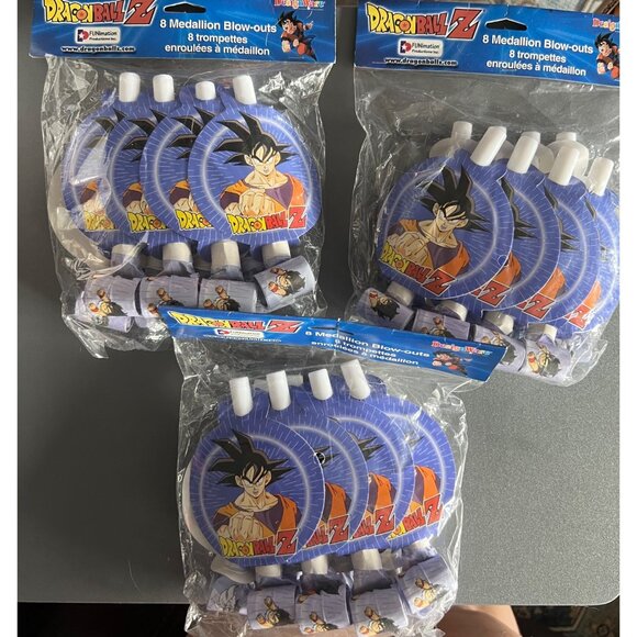Vintage Y2K Dragon Ball-Z Birthday Party Favors Medallion BlowOuts Goku Lot of 3 - Picture 1 of 4